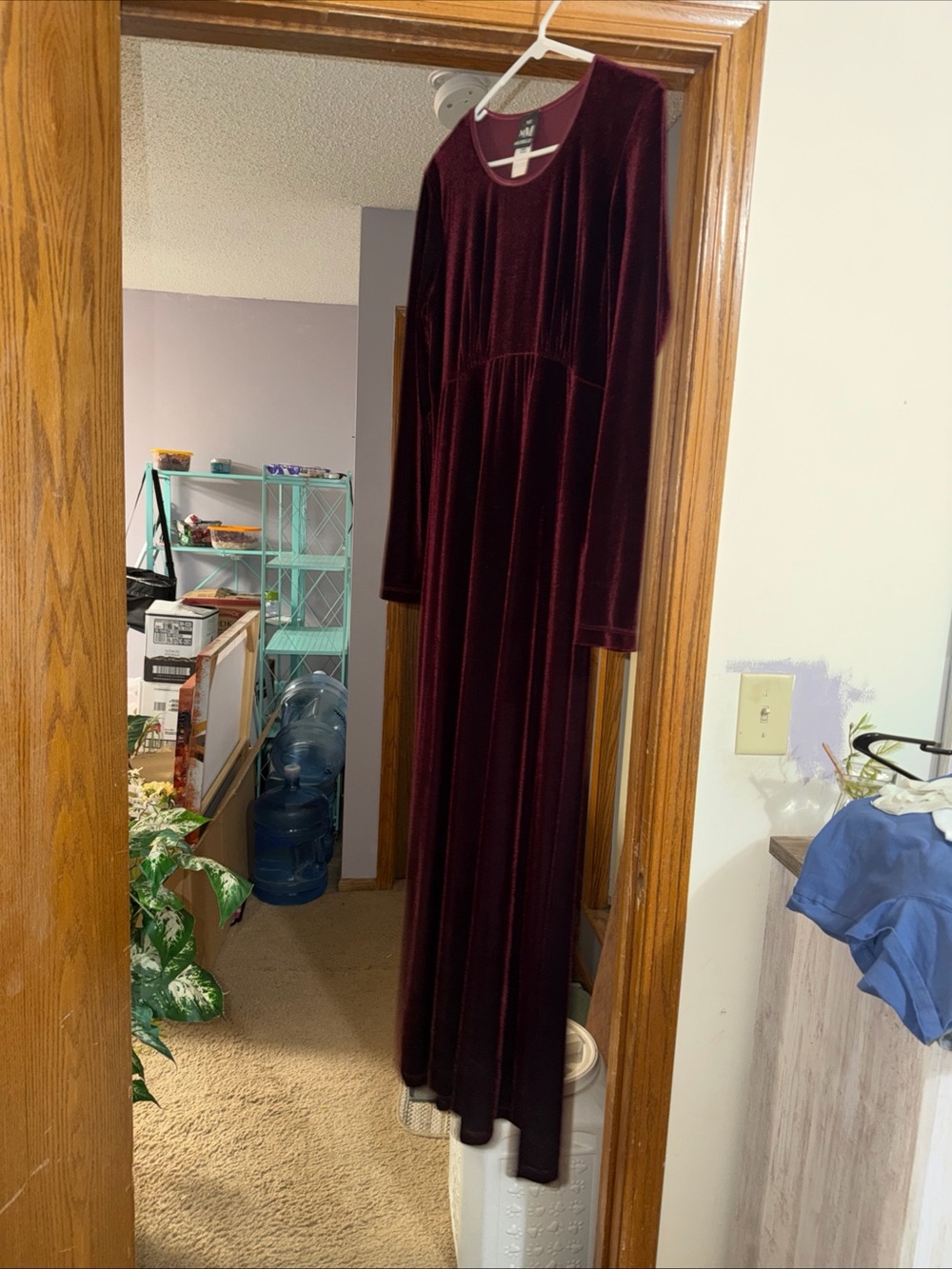 My Michelle Burgundy Velvet Long Sleeve Maxi Dress